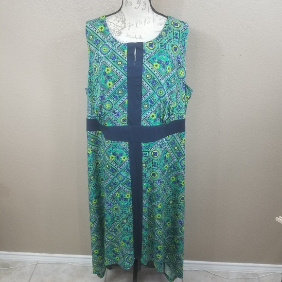 Catherines Dresses & Skirts - Catherines Blue and Green Shark Bite Hem Maxi 2X